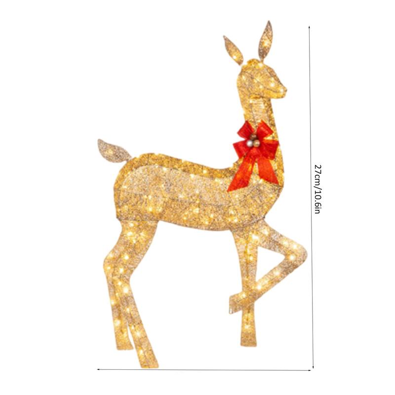 PACIFICRIMOS 11.8-inch 3-Piece Illuminated 2D Christmas Reindeer Set for Outdoor Garden Decor with 175 LED Lights
