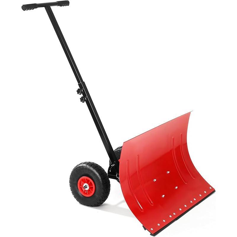 Ergonomically designed wheeled snowplow