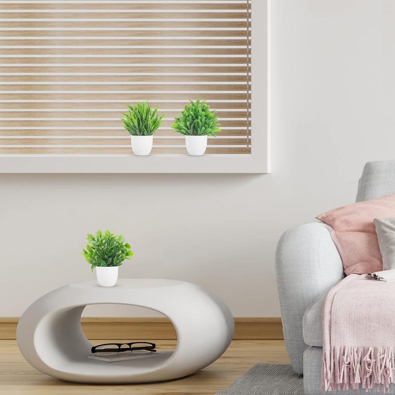 4-Pack Mini Artificial Eucalyptus in White Pot for Home Decor & Gifts