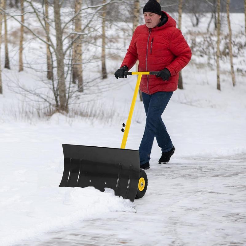 Ergonomically designed wheeled snowplow