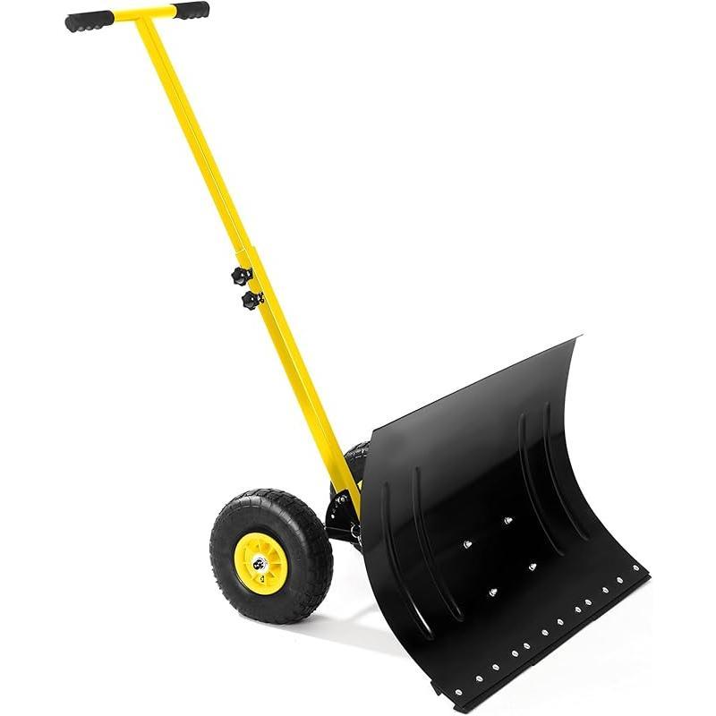 Ergonomically designed wheeled snowplow