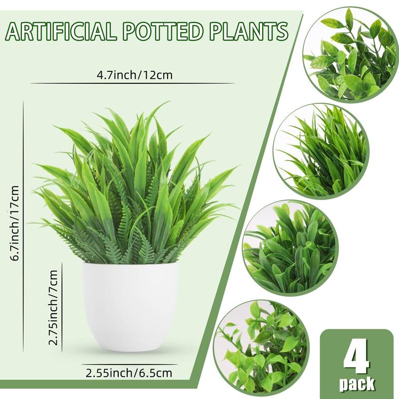 4-Pack Mini Artificial Eucalyptus in White Pot for Home Decor & Gifts