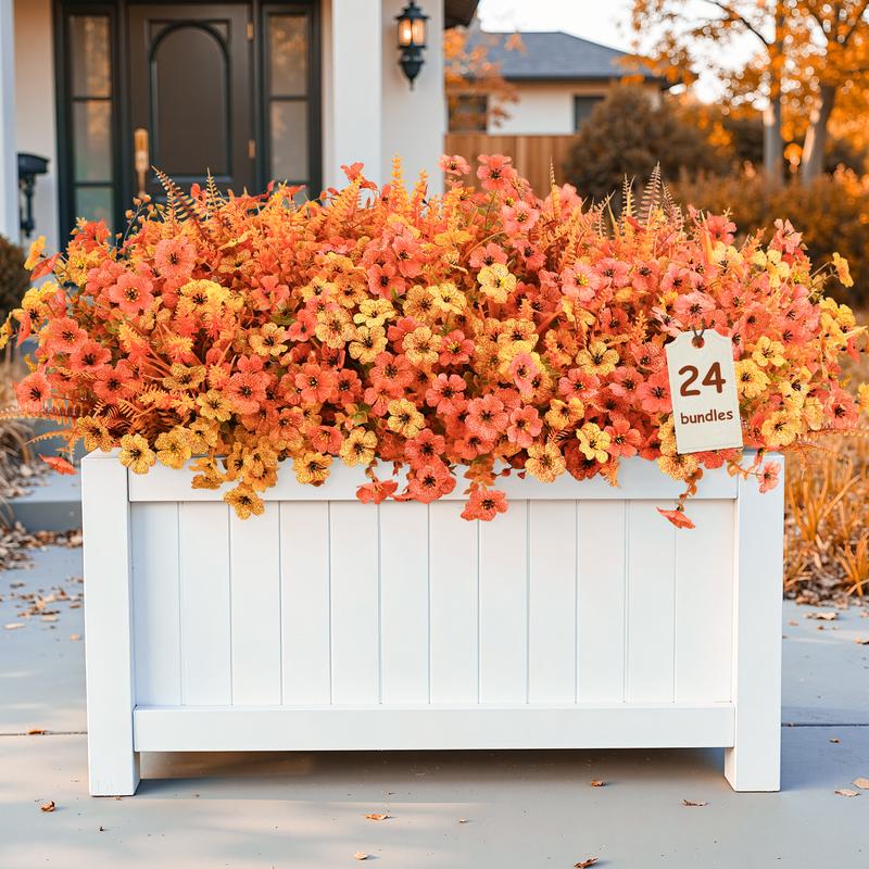 Artificial Flowers (24 Bundles), UV Resistant Fake Bouquets