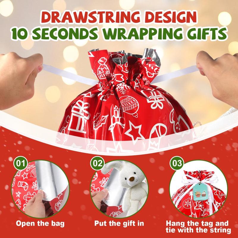 PACIFICRIMOS 38-Piece Holiday Gift Bag with Christmas Drawstring Bags and Gift Tags