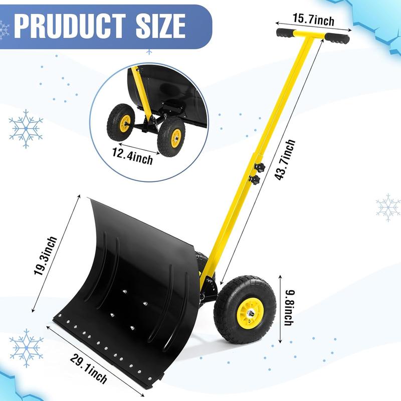 Ergonomically designed wheeled snowplow