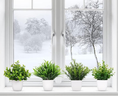 Set of 4 Realistic Fake Eucalyptus Plants in Pots, Home Decor or Gift Idea